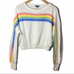 Wild Fable White Rainbow Cropped Sweater Top